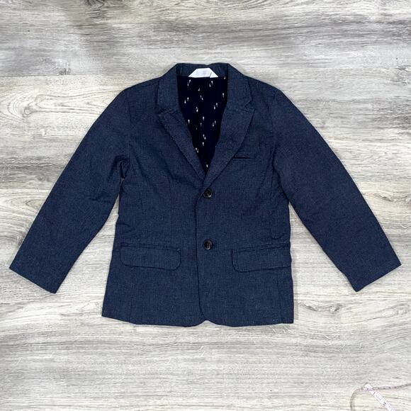 Navy Blue Textured Blazer Coat Formal Jacket by CAT & JACK Size 5T 100% Cotton - Picture 2 of 7